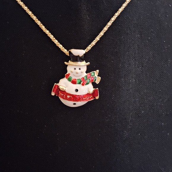 Jewelry - Charming Snowman Necklace with Gold Chain